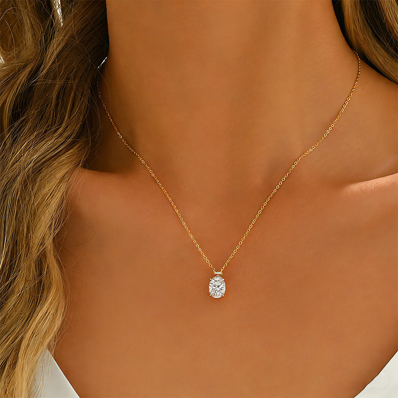 3ct Oval Solitaire Moissanite Pendant Necklace - Image 5