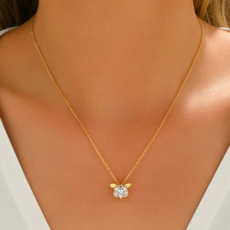 Moissanite Heart Angel-Wings Pendant Necklace | 2ct DEW, 925 Silver - Image 5
