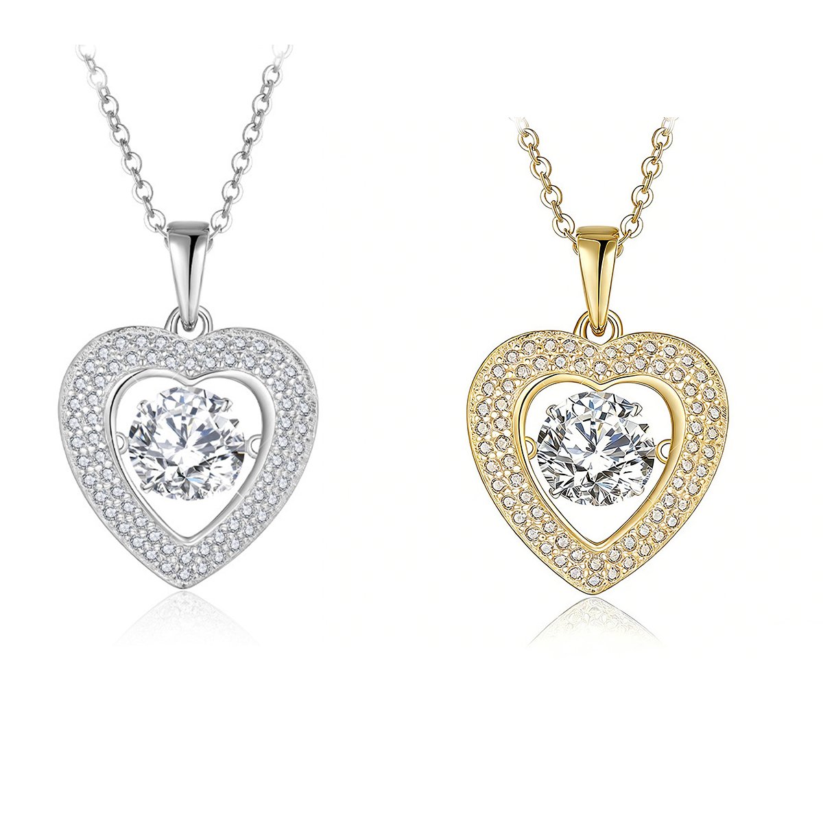 Moissanite Floating Heart Halo Necklace
