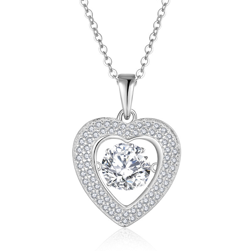 Moissanite Floating Heart Halo Necklace - Image 2