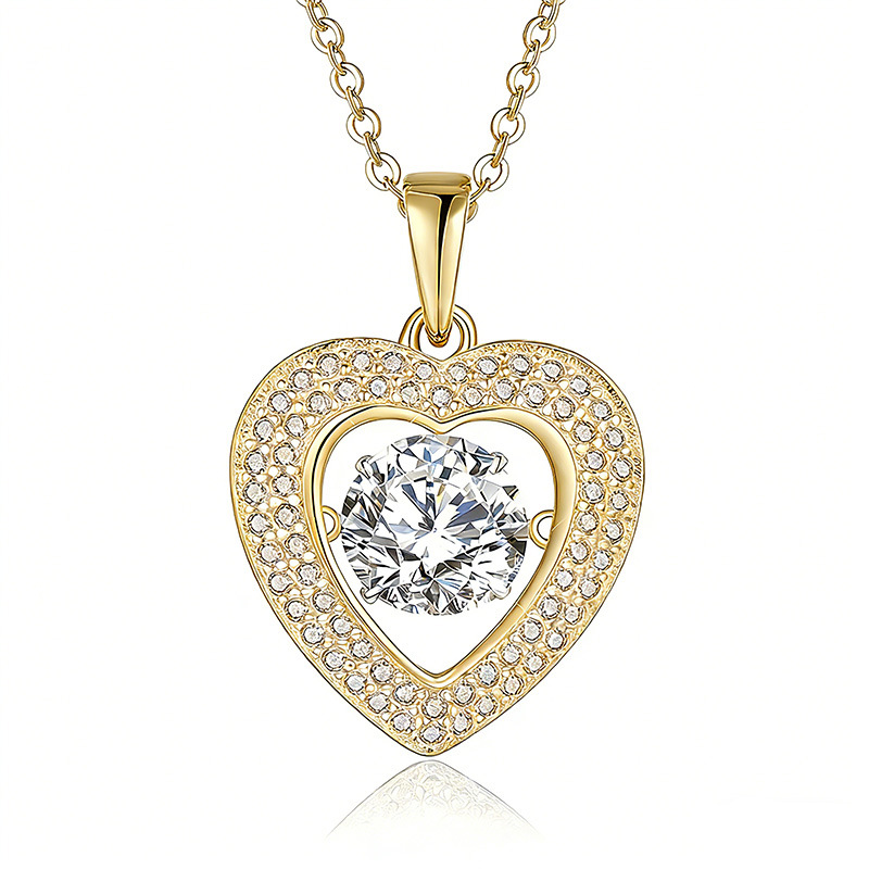 Moissanite Floating Heart Halo Necklace - Image 3