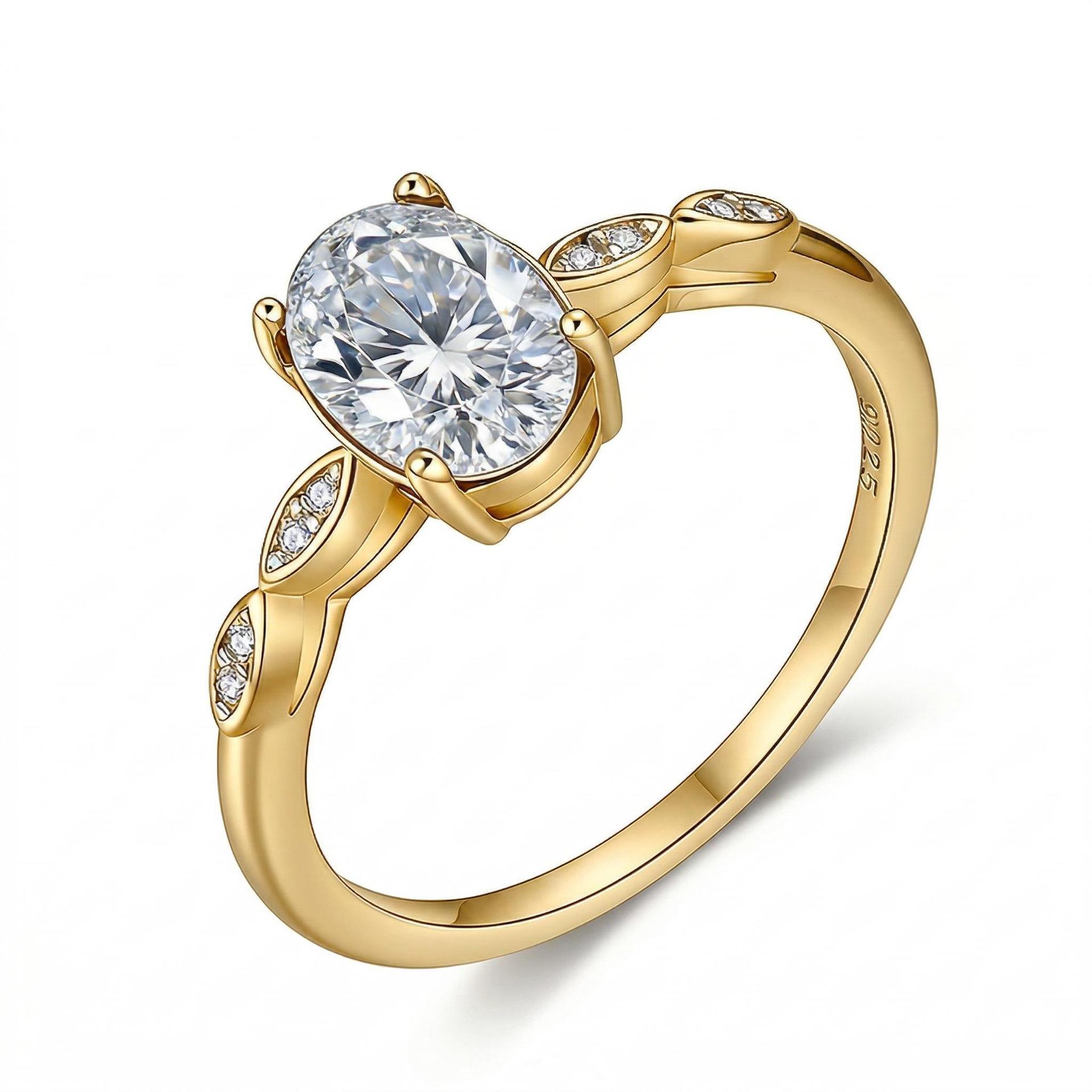 Oval Moissanite Leaf-Shoulder Solitaire Ring | 1.5ct DEW 8x6mm | 925 Silver - Image 3