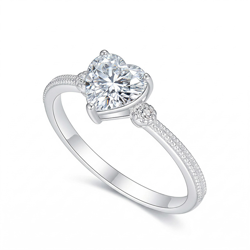 Heart-Cut Moissanite Milgrain Solitaire Ring - Image 2