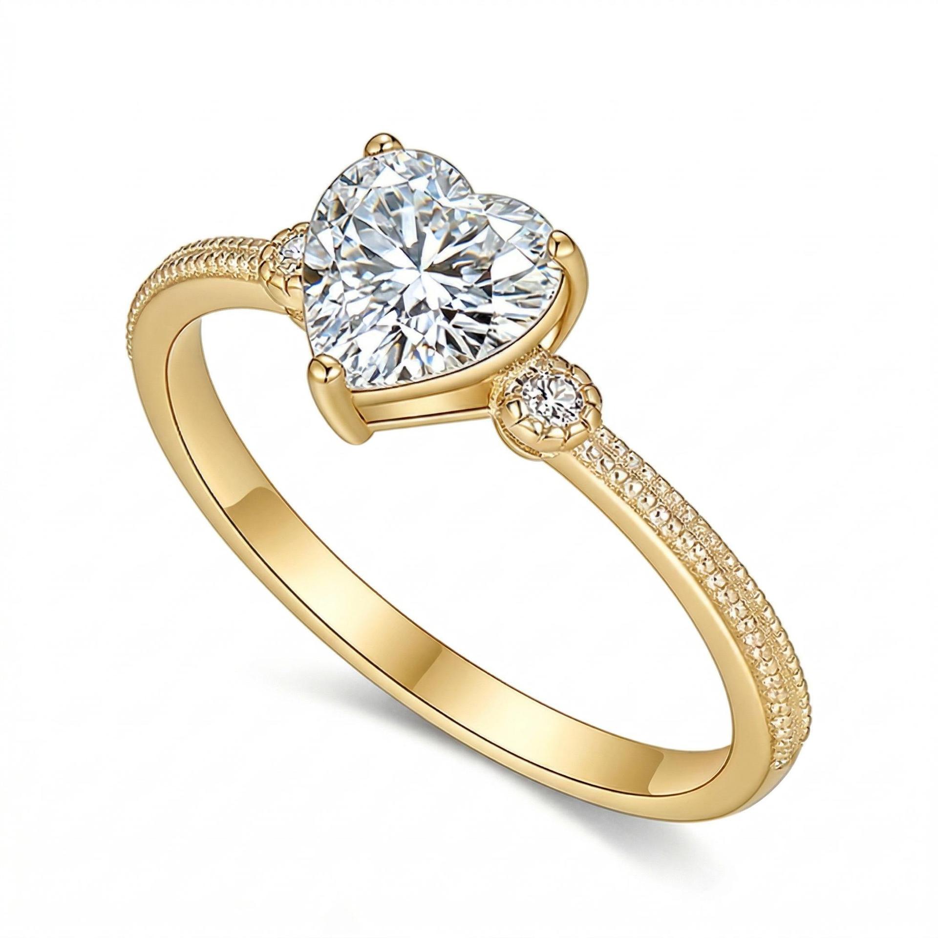 Heart-Cut Moissanite Milgrain Solitaire Ring - Image 3
