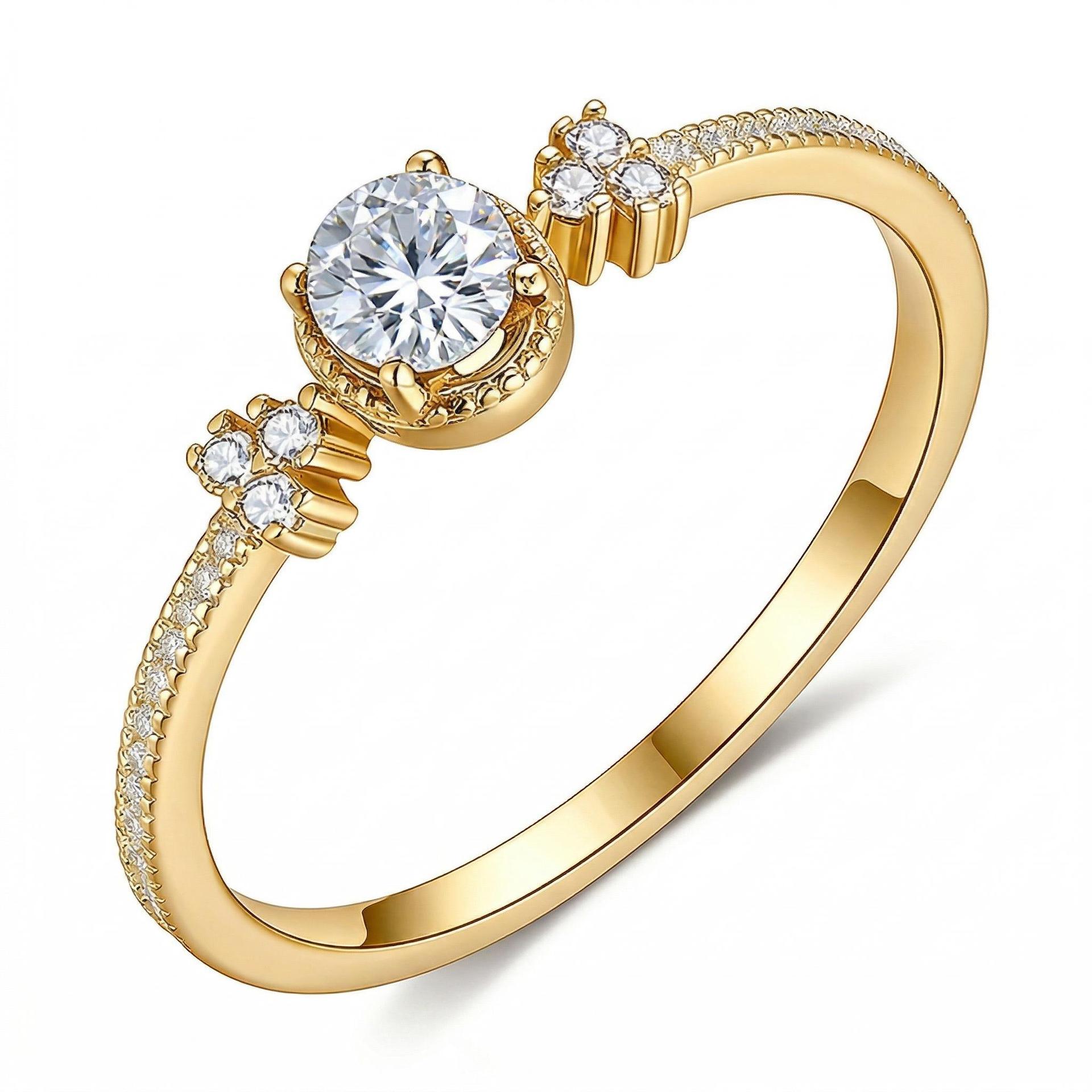 Round Moissanite Pave Shoulder Ring | 1ct DEW Solitaire in Sterling Silver - Image 3