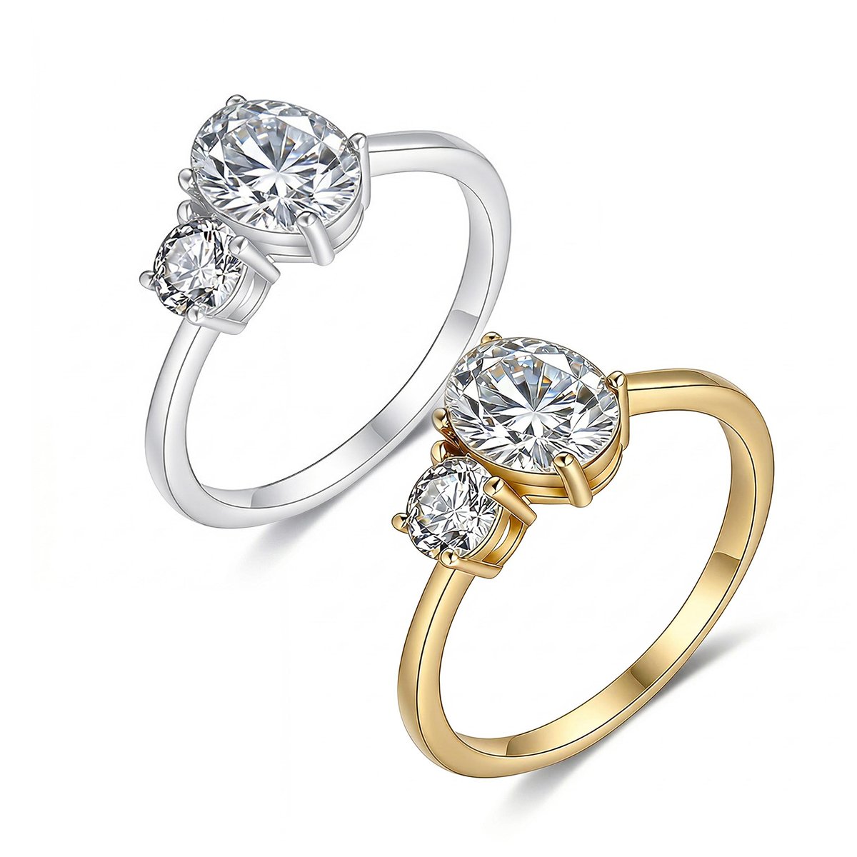 Oval & Round Two-Stone Moissanite Ring