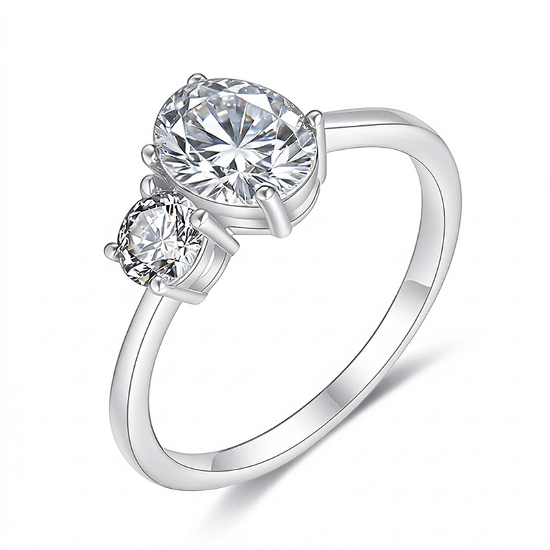 Oval & Round Two-Stone Moissanite Ring - alternate view