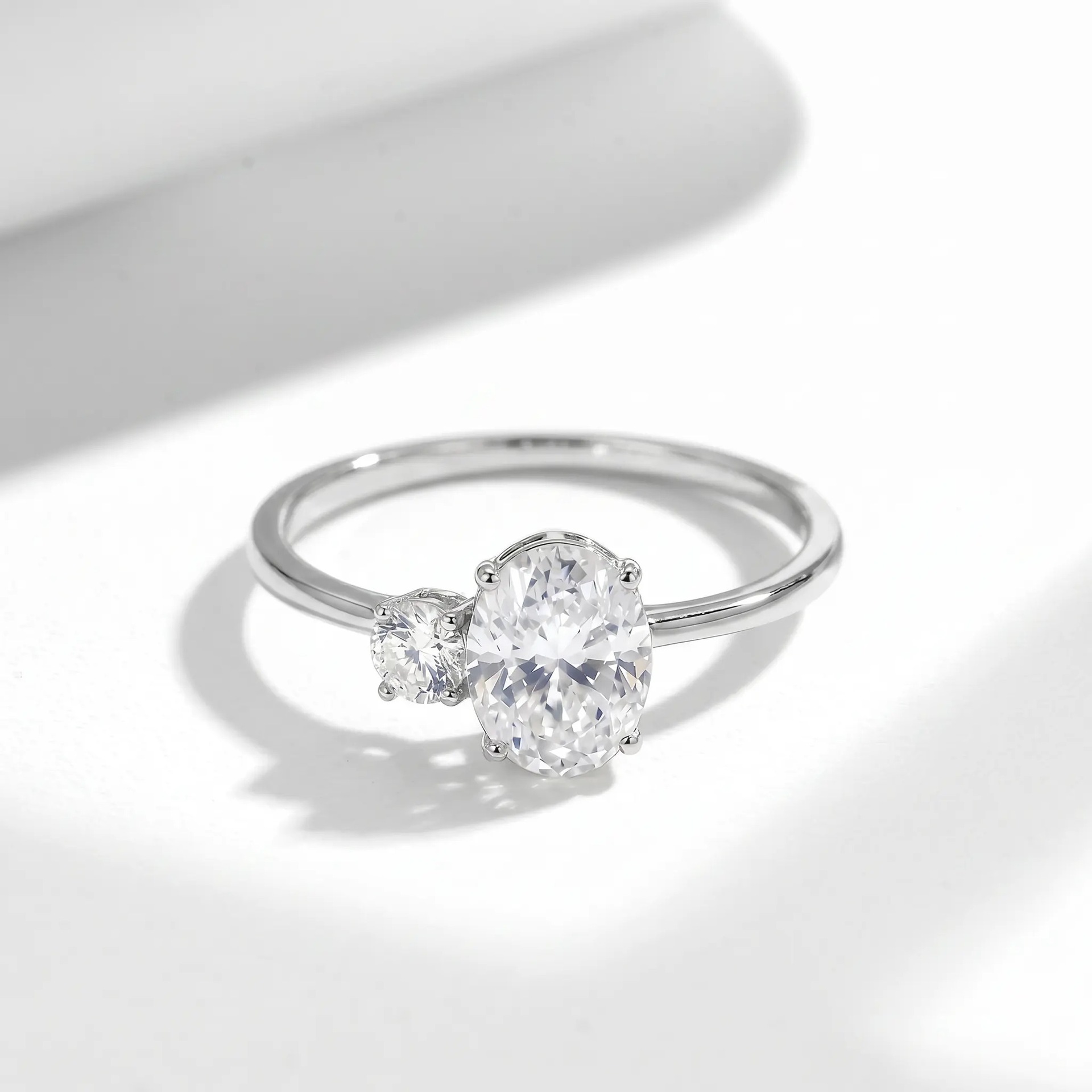 Oval & Round Two-Stone Moissanite Ring - Image 4