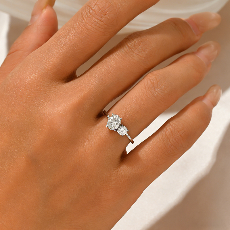 Oval & Round Two-Stone Moissanite Ring - Image 5