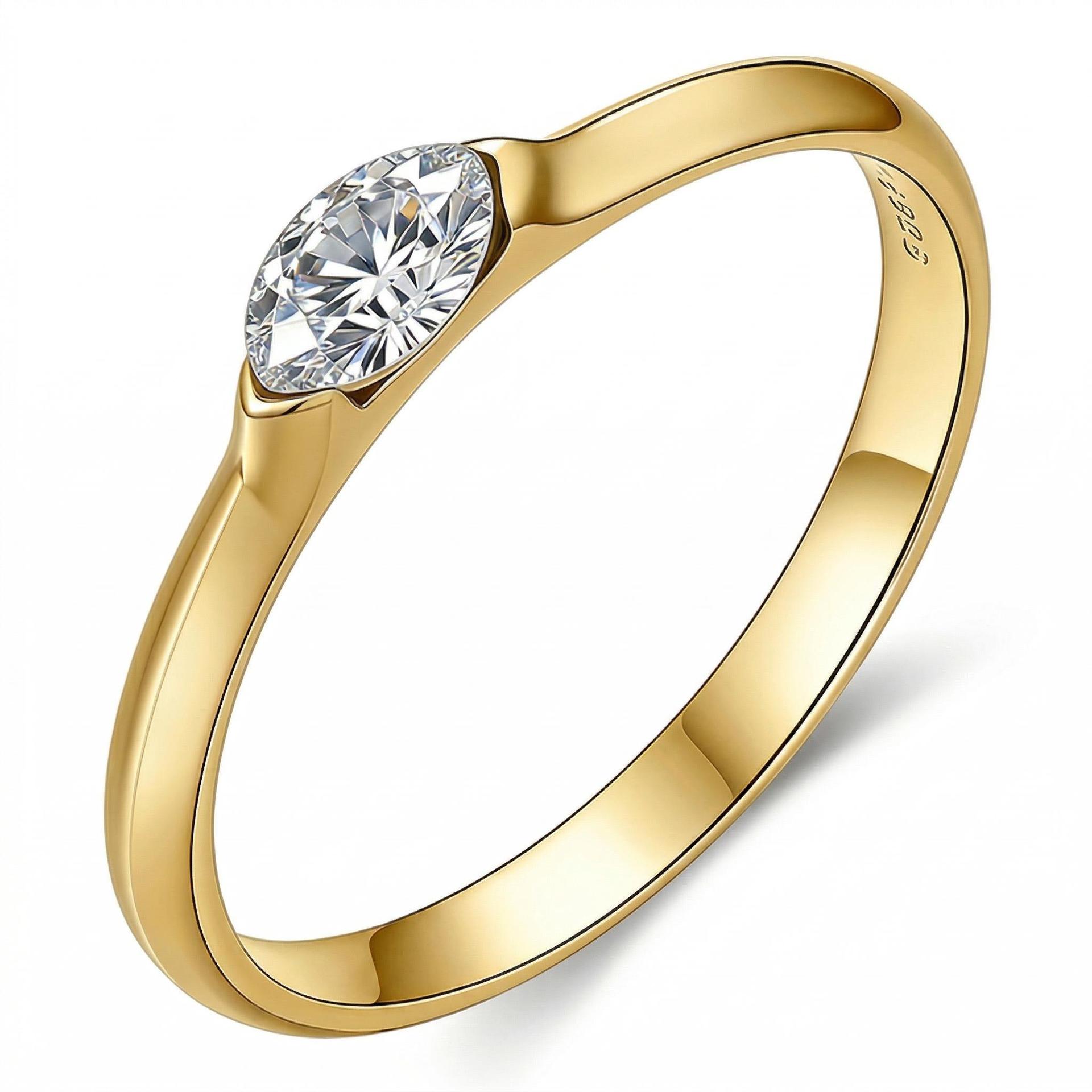 East-West Marquise Moissanite Solitaire Ring | Half-Bezel Sterling Silver - Image 3
