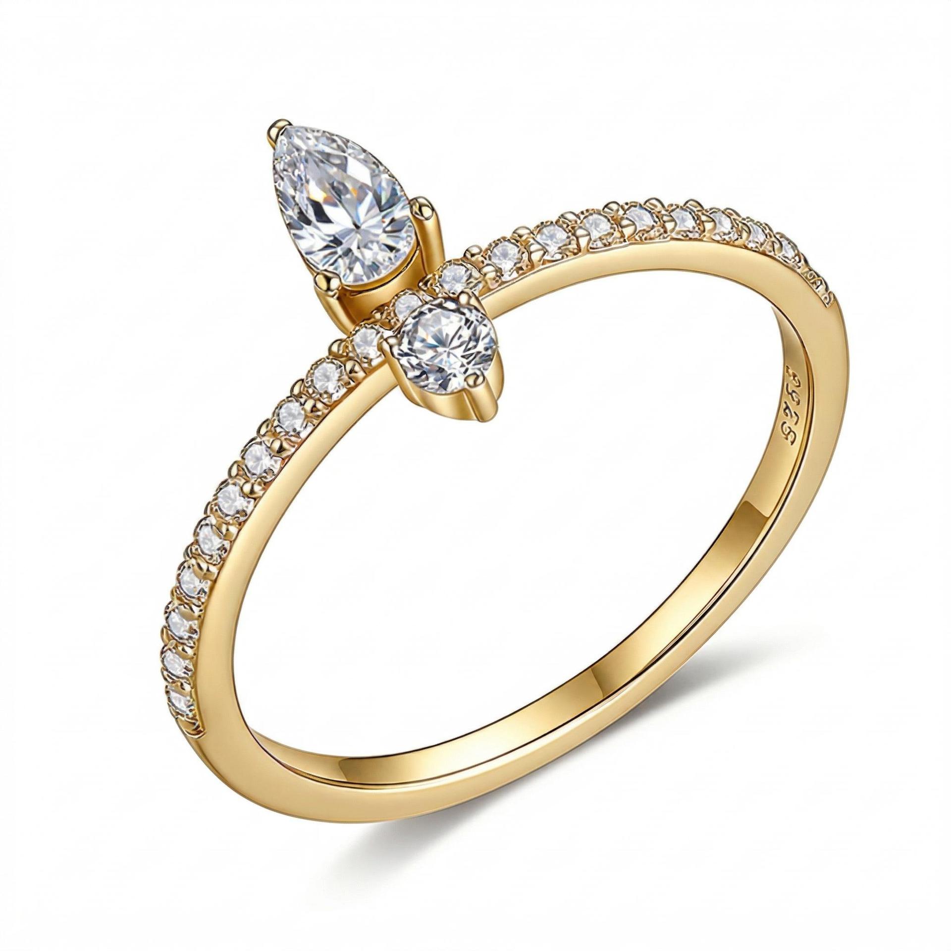 Pear & Round Moissanite Two-Stone Pave Ring - Image 3