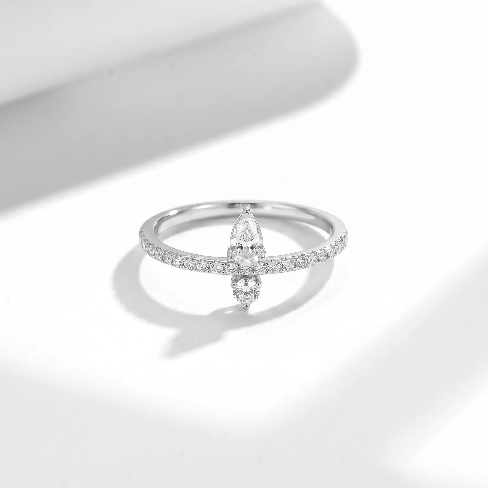 Pear & Round Moissanite Two-Stone Pave Ring - Image 4