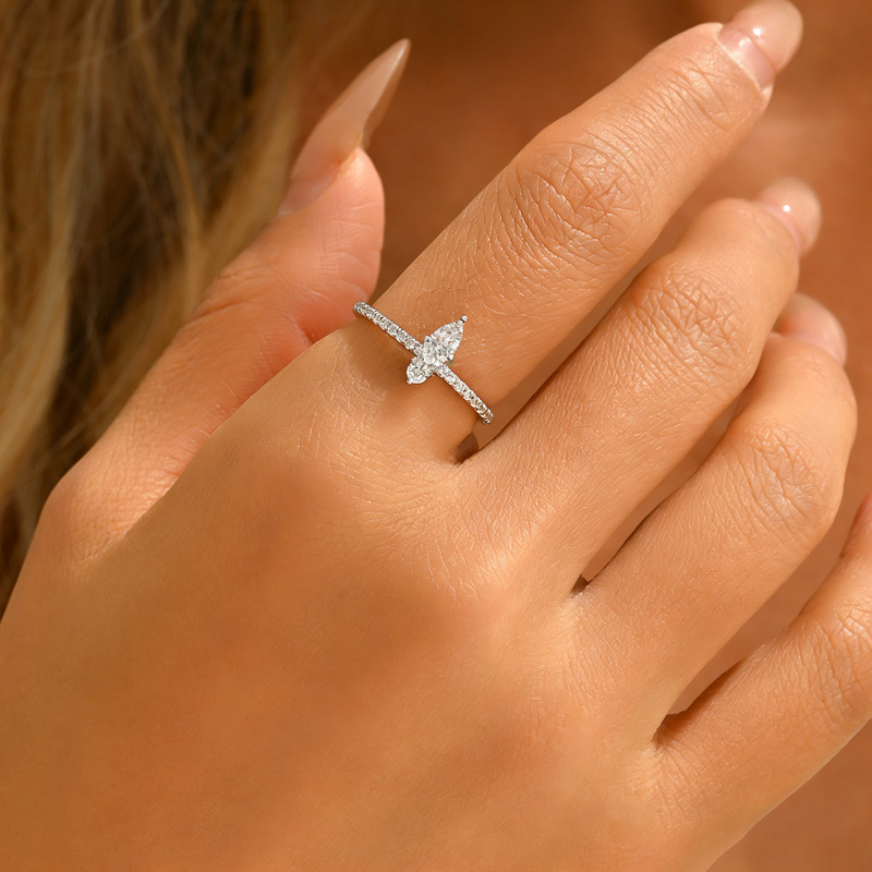 Pear & Round Moissanite Two-Stone Pave Ring - Image 5