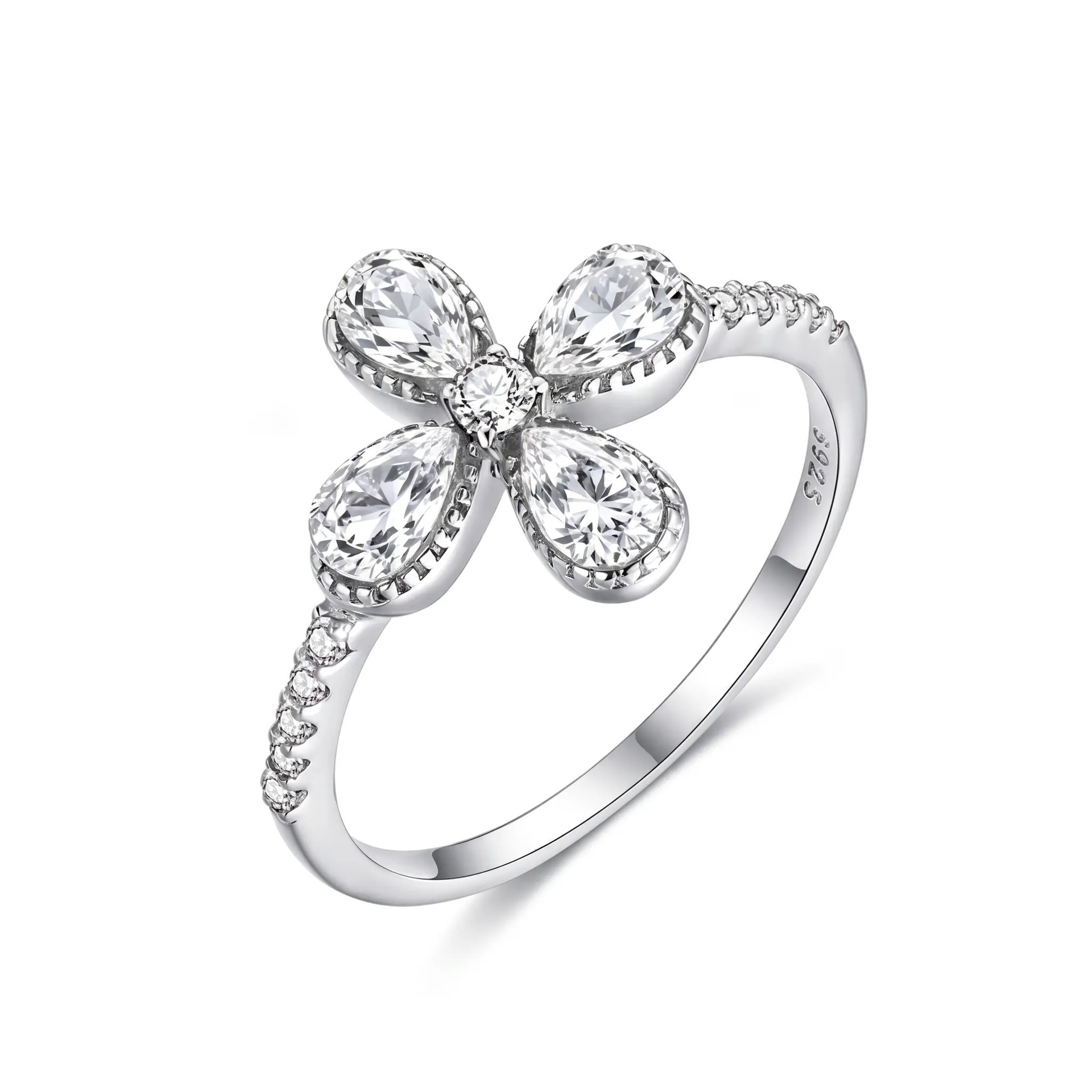 1.5ct Pear Moissanite Four-Leaf Clover Ring - Image 2