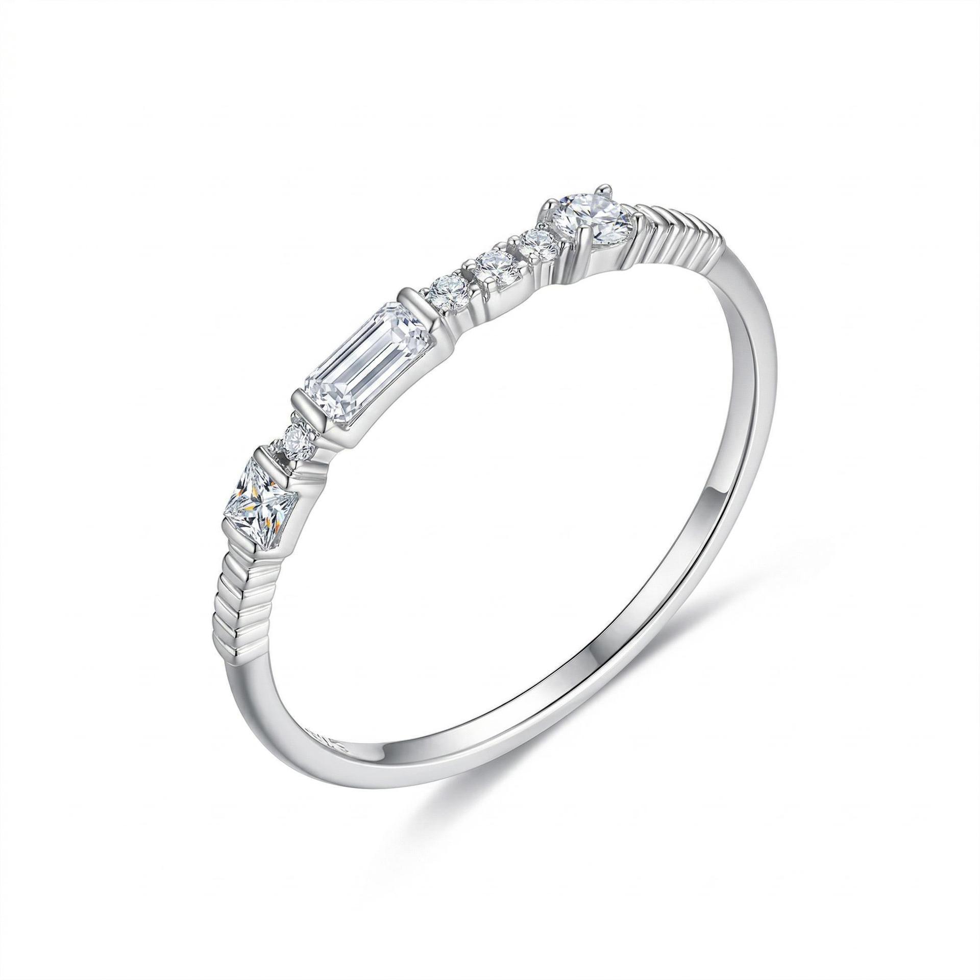 Mixed-Cut Moissanite Stacking Band Ring - Image 2