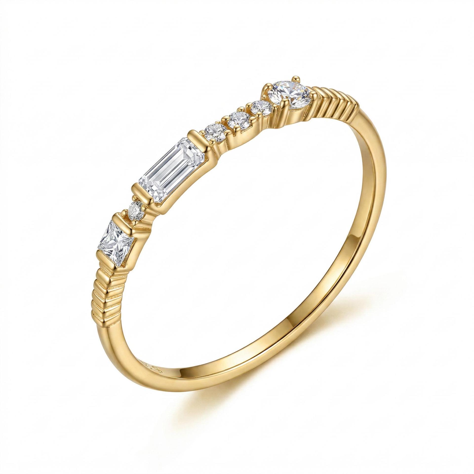 Mixed-Cut Moissanite Stacking Band Ring - Image 3