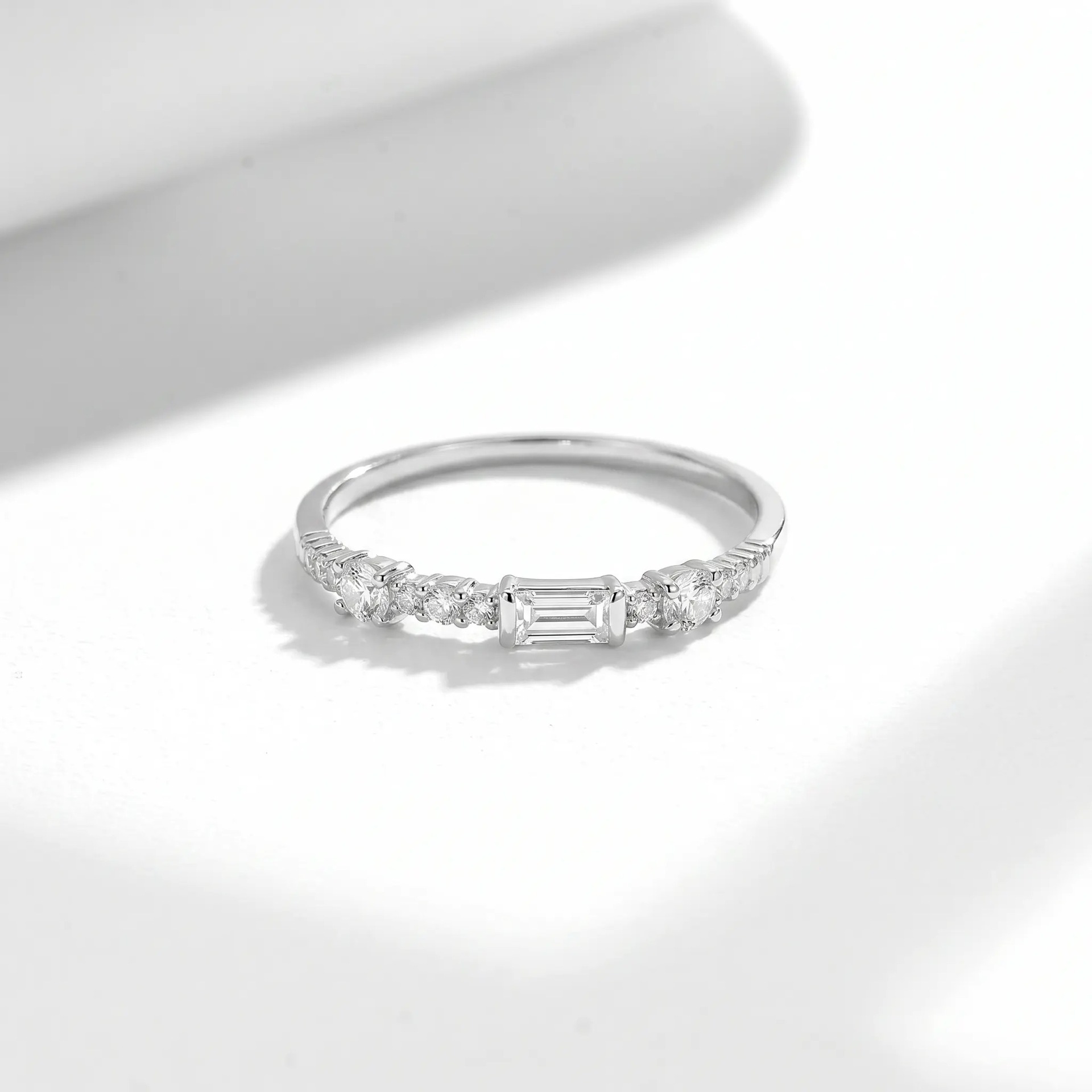 Mixed-Cut Moissanite Stacking Band Ring - Image 4