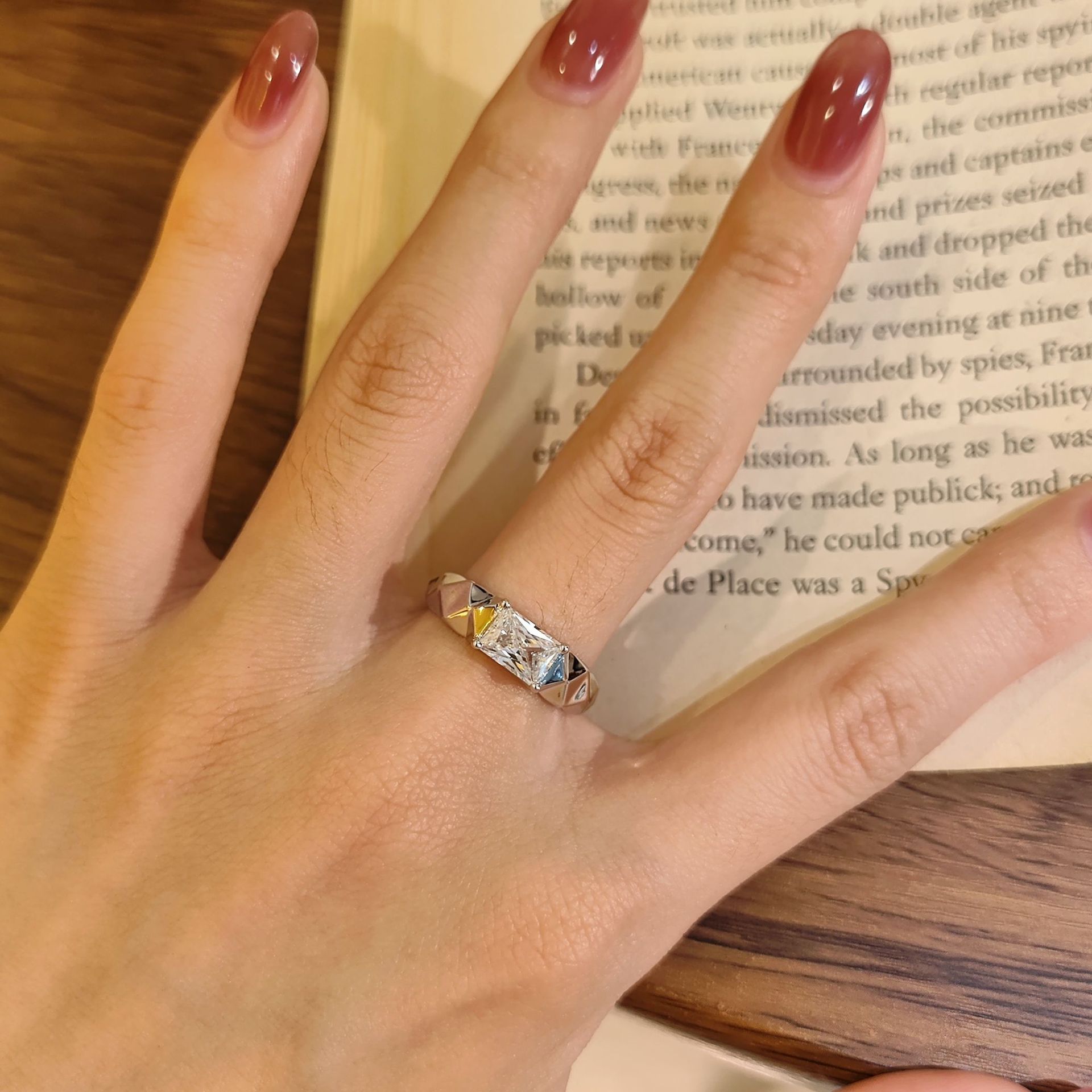 1ct Radiant-Cut Faceted-Band Moissanite Ring - Image 3