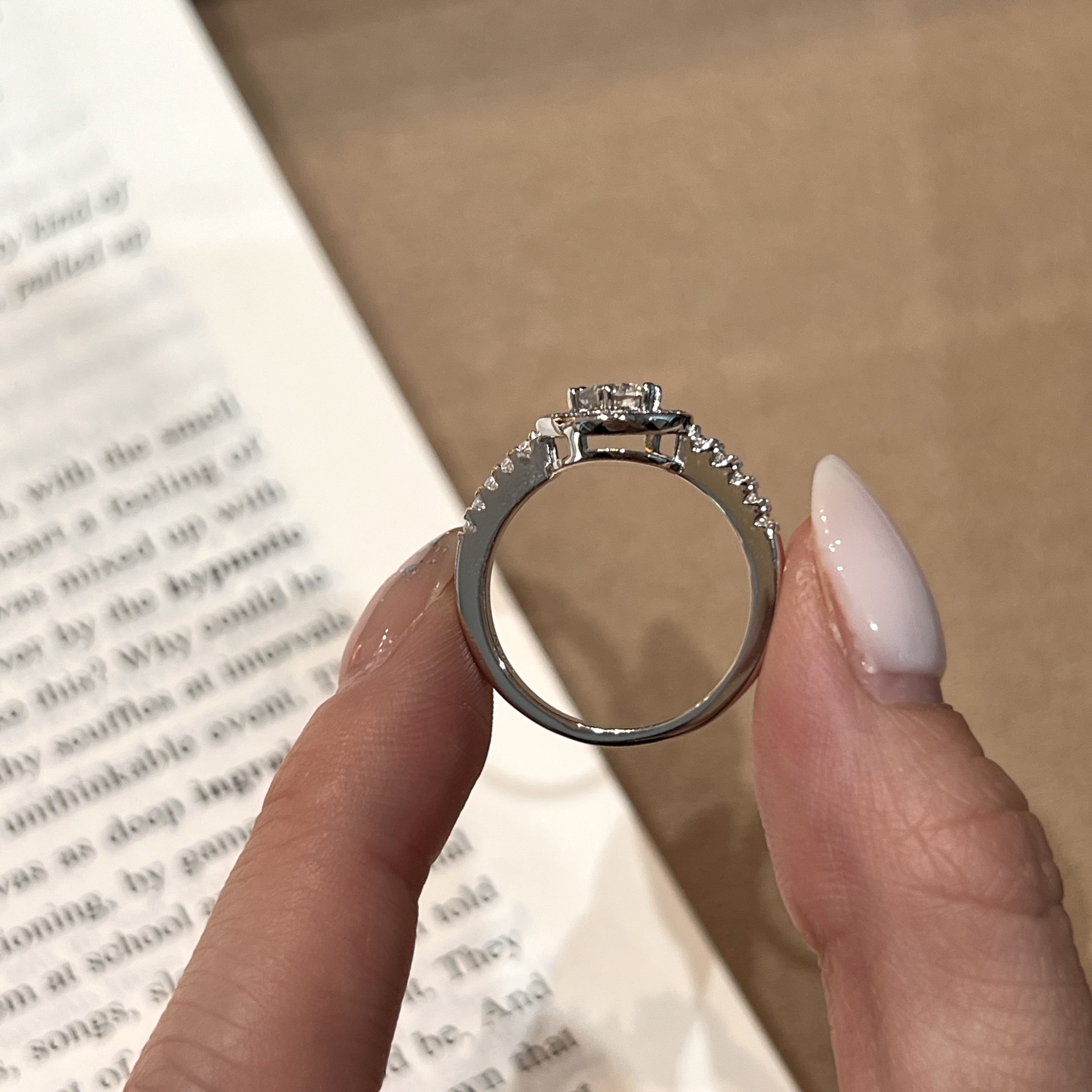 Crescent Moon Round Moissanite Solitaire Ring - Image 4