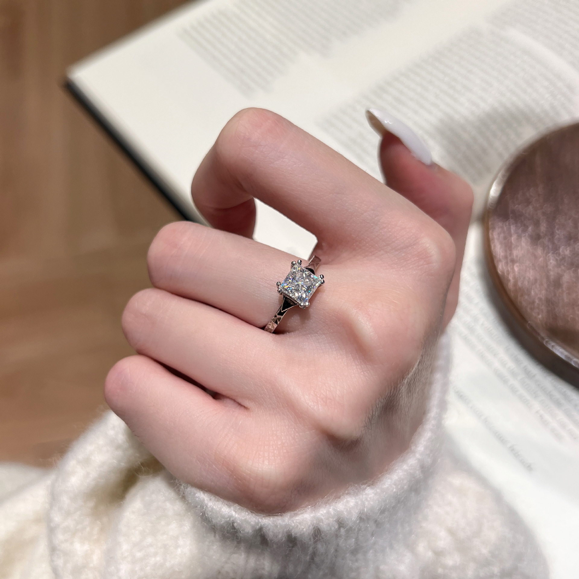 Princess-Cut Moissanite Solitaire Ring - Image 6
