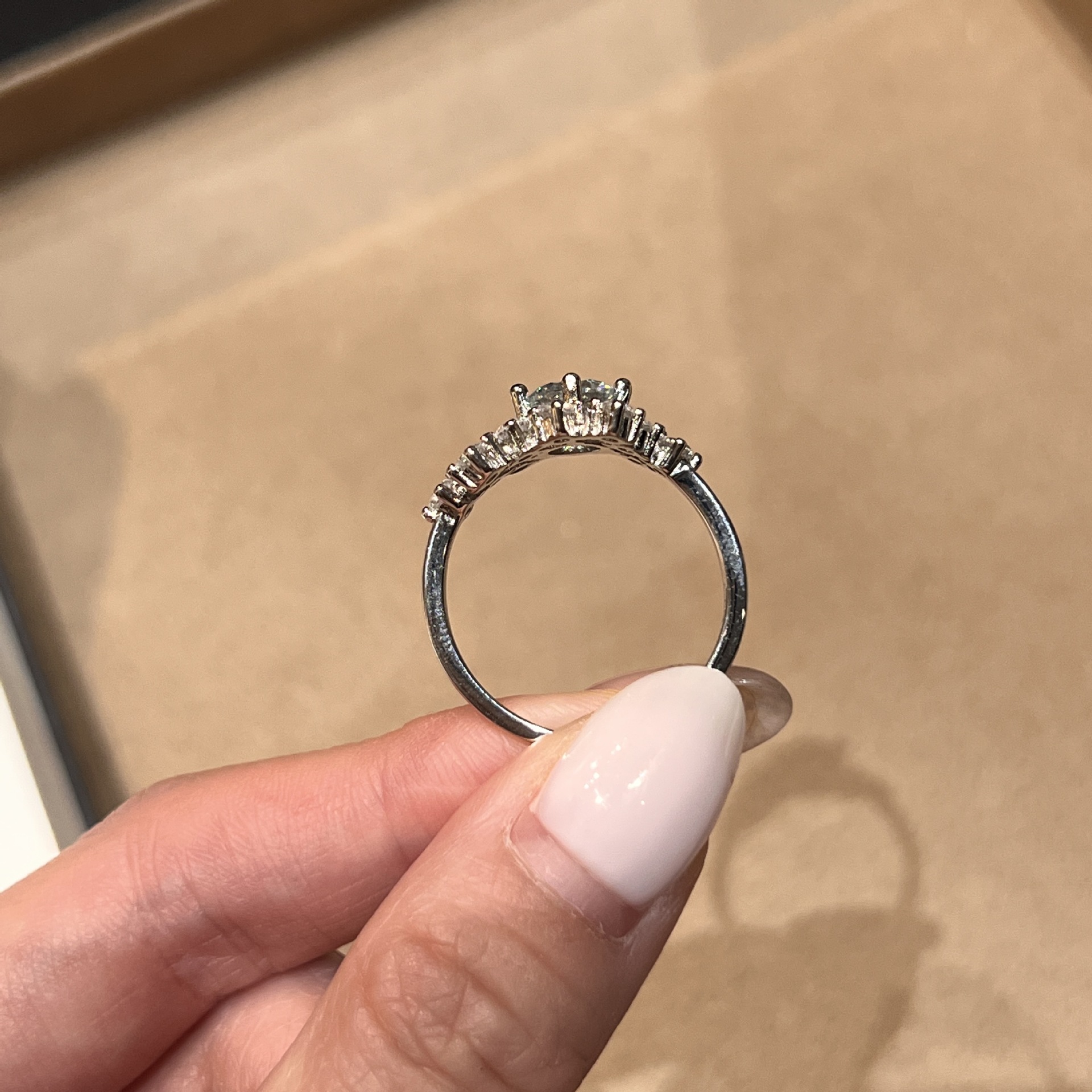 Round Moissanite Scattered Cluster Ring | 1.0ct DEW Center | 925 Silver - Image 5