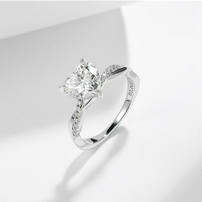Heart-Cut Moissanite Twisted-Vine Solitaire Ring | 2.0ct DEW | 925 Silver - Image 2