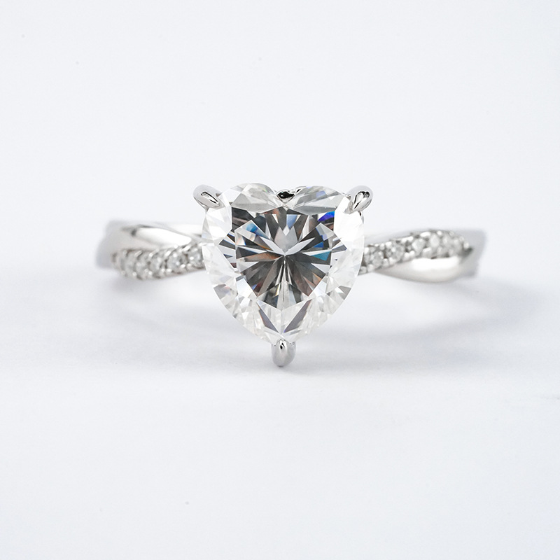 Heart-Cut Moissanite Twisted-Vine Solitaire Ring | 2.0ct DEW | 925 Silver - Image 5