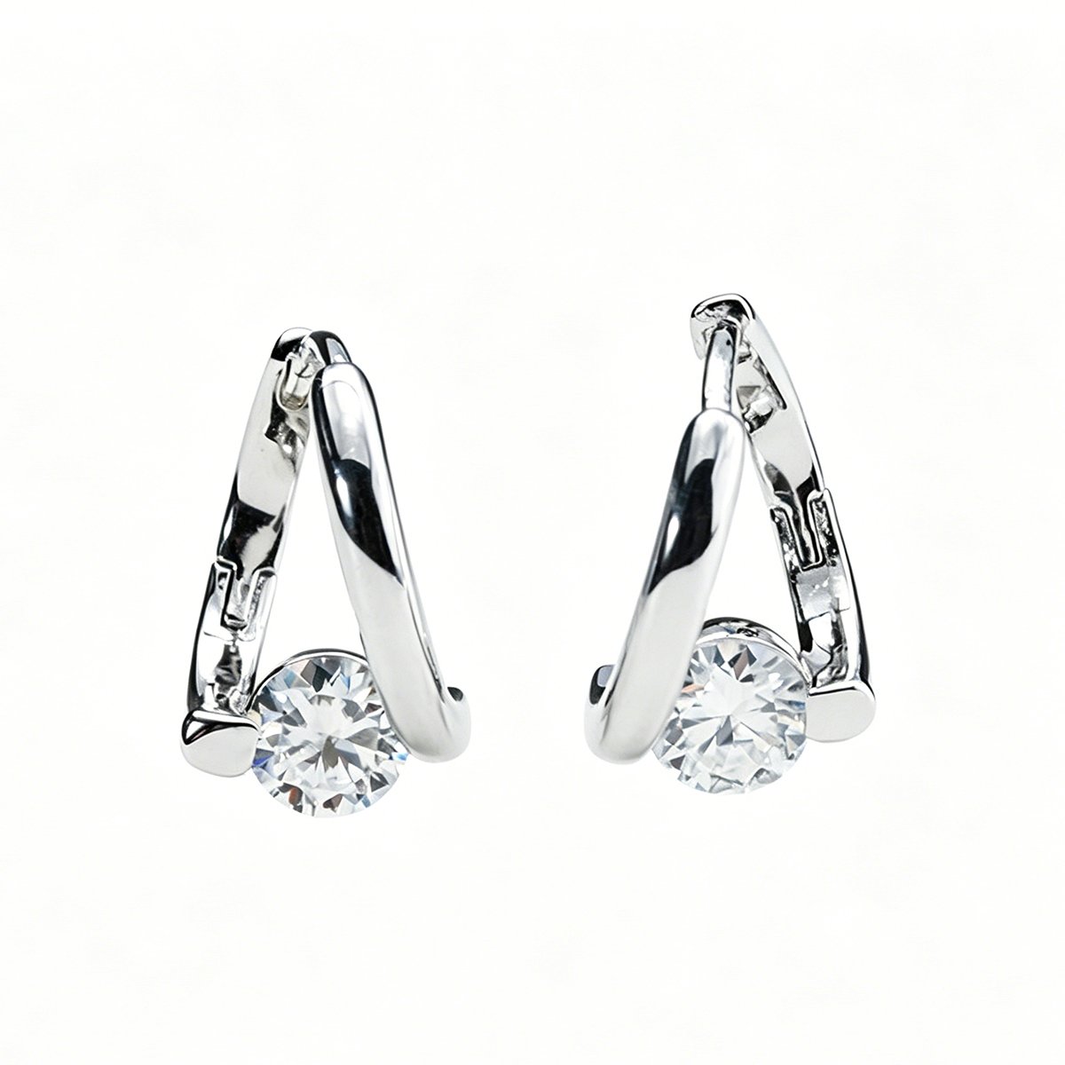 Crossover Split-Rail Moissanite Huggie Earrings
