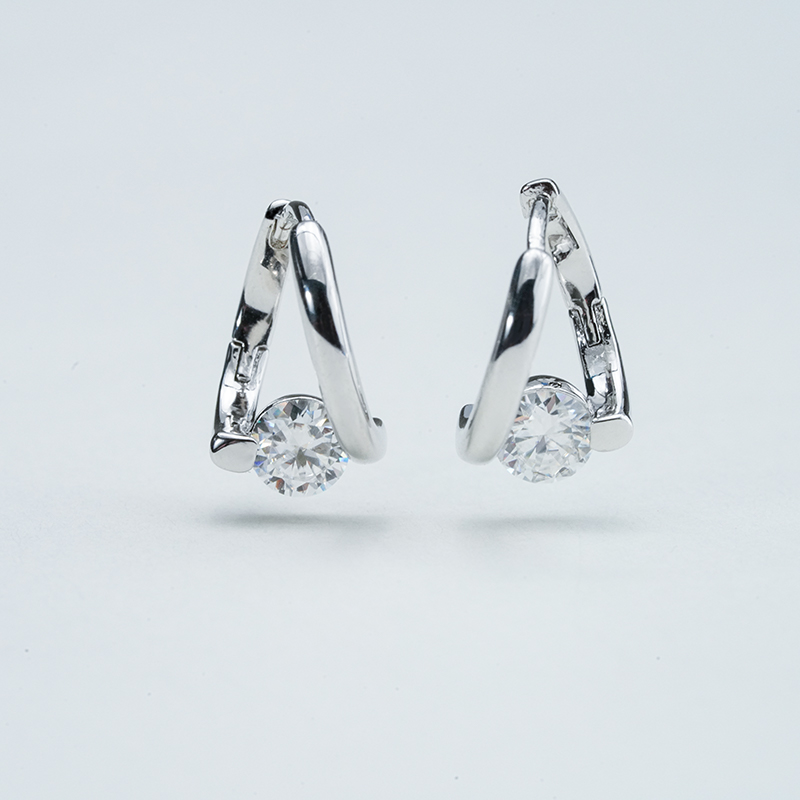 Crossover Split-Rail Moissanite Huggie Earrings - alternate view