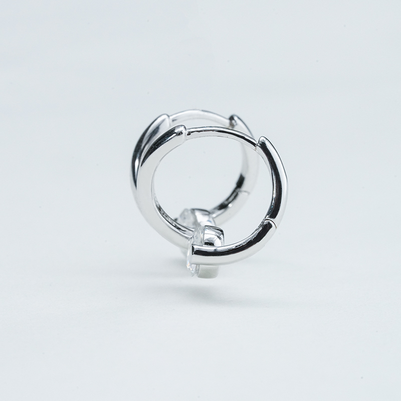 Crossover Split-Rail Moissanite Huggie Earrings - Image 4