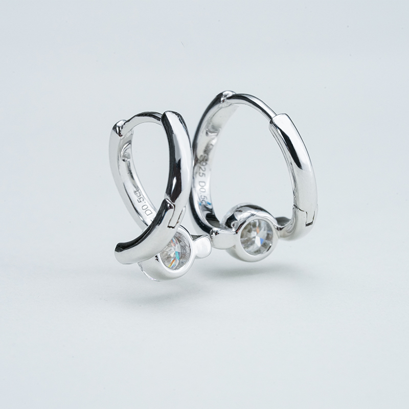 Crossover Split-Rail Moissanite Huggie Earrings - Image 5