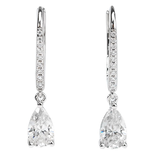 Pear-Cut Moissanite Pavé Leverback Drop Earrings