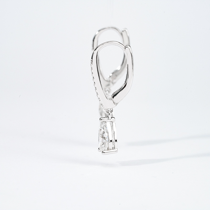 Pear-Cut Moissanite Pavé Leverback Drop Earrings - Image 4