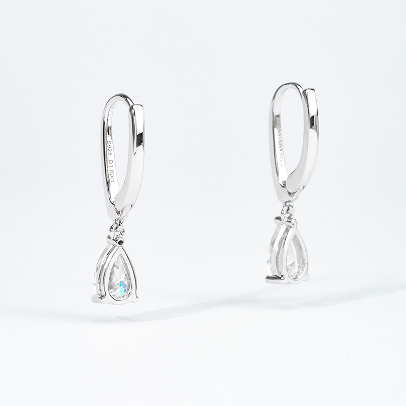 Pear-Cut Moissanite Pavé Leverback Drop Earrings - Image 5