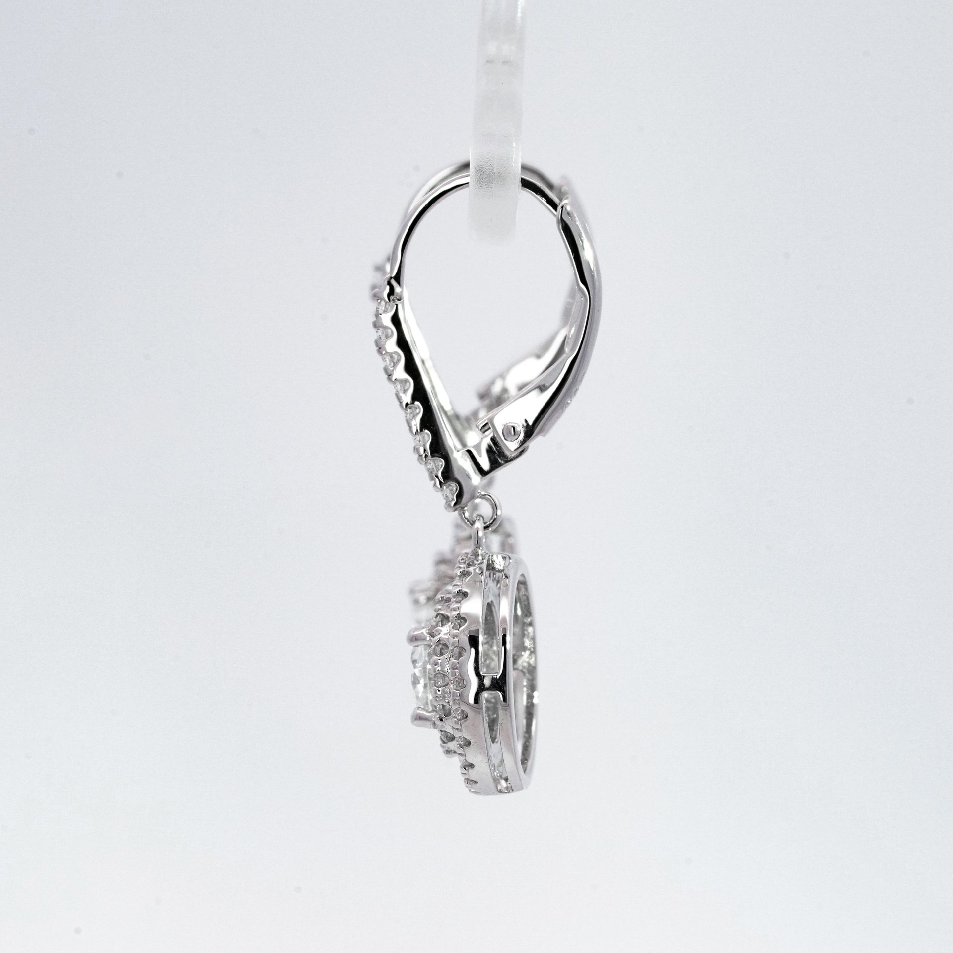 Double Halo Moissanite Leverback Drop Earrings - Image 4