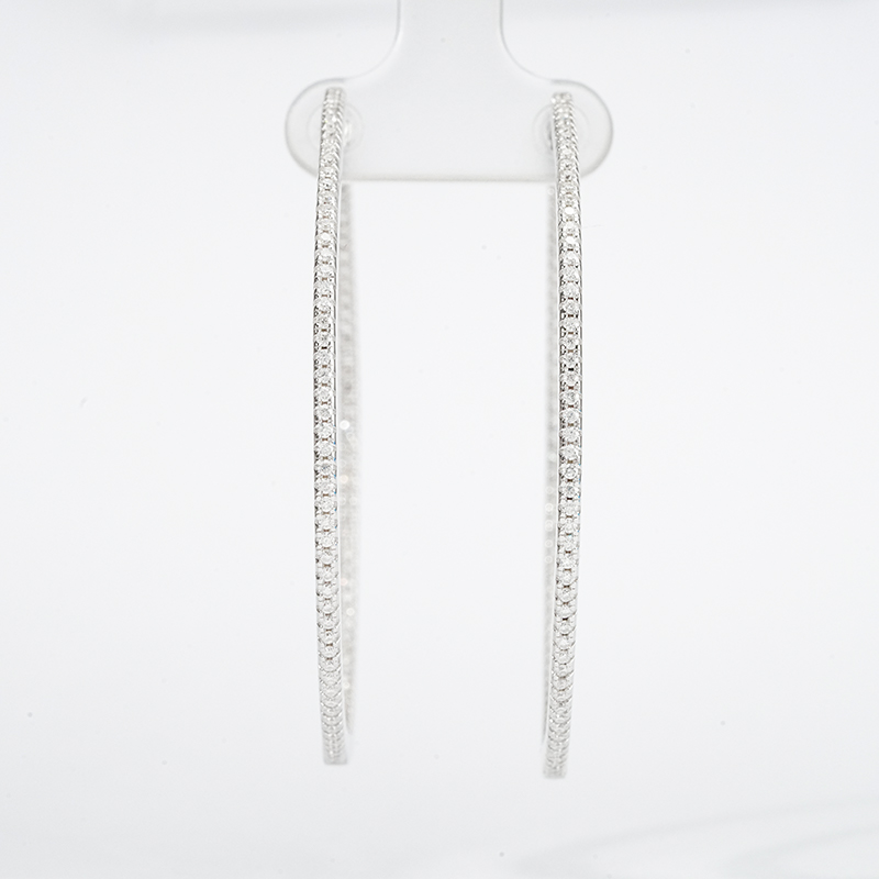 Large Pave Moissanite Hoop Earrings | 1.67ct Inside-Out Round - Image 5