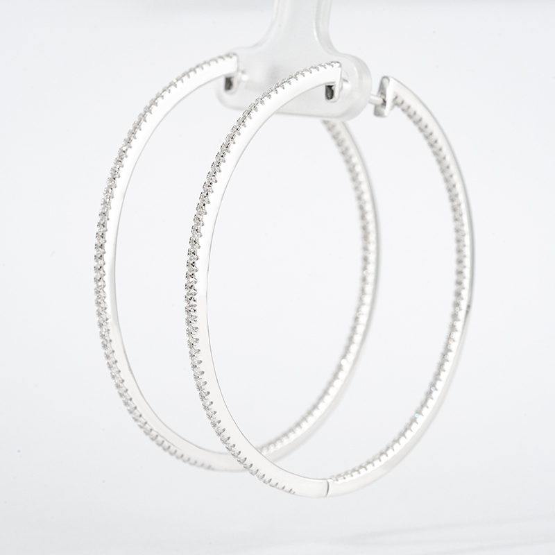 Large Pave Moissanite Hoop Earrings | 1.67ct Inside-Out Round - Image 6