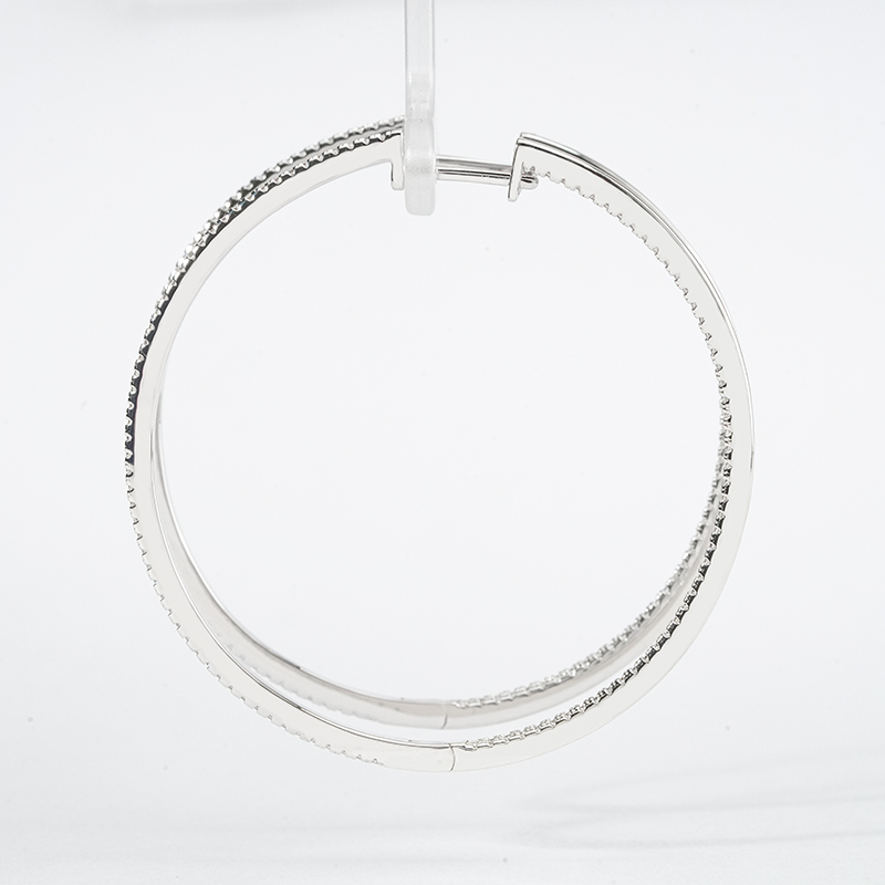 Large Pave Moissanite Hoop Earrings | 1.67ct Inside-Out Round - Image 7