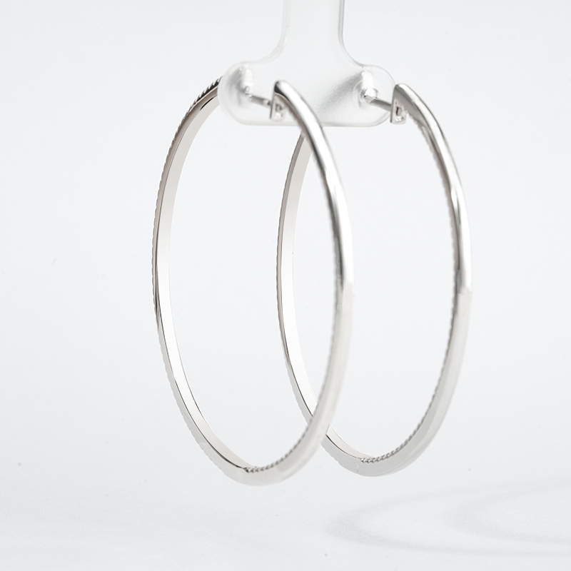Large Pave Moissanite Hoop Earrings | 1.67ct Inside-Out Round - Image 8