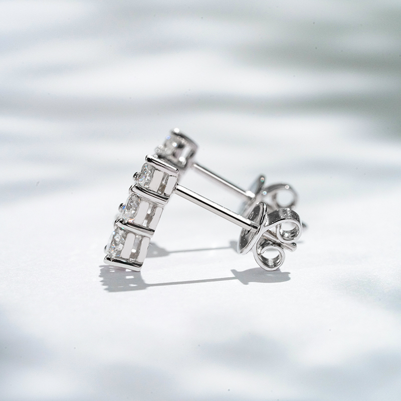 Graduated Three-Stone Moissanite Stud Earrings - Image 5