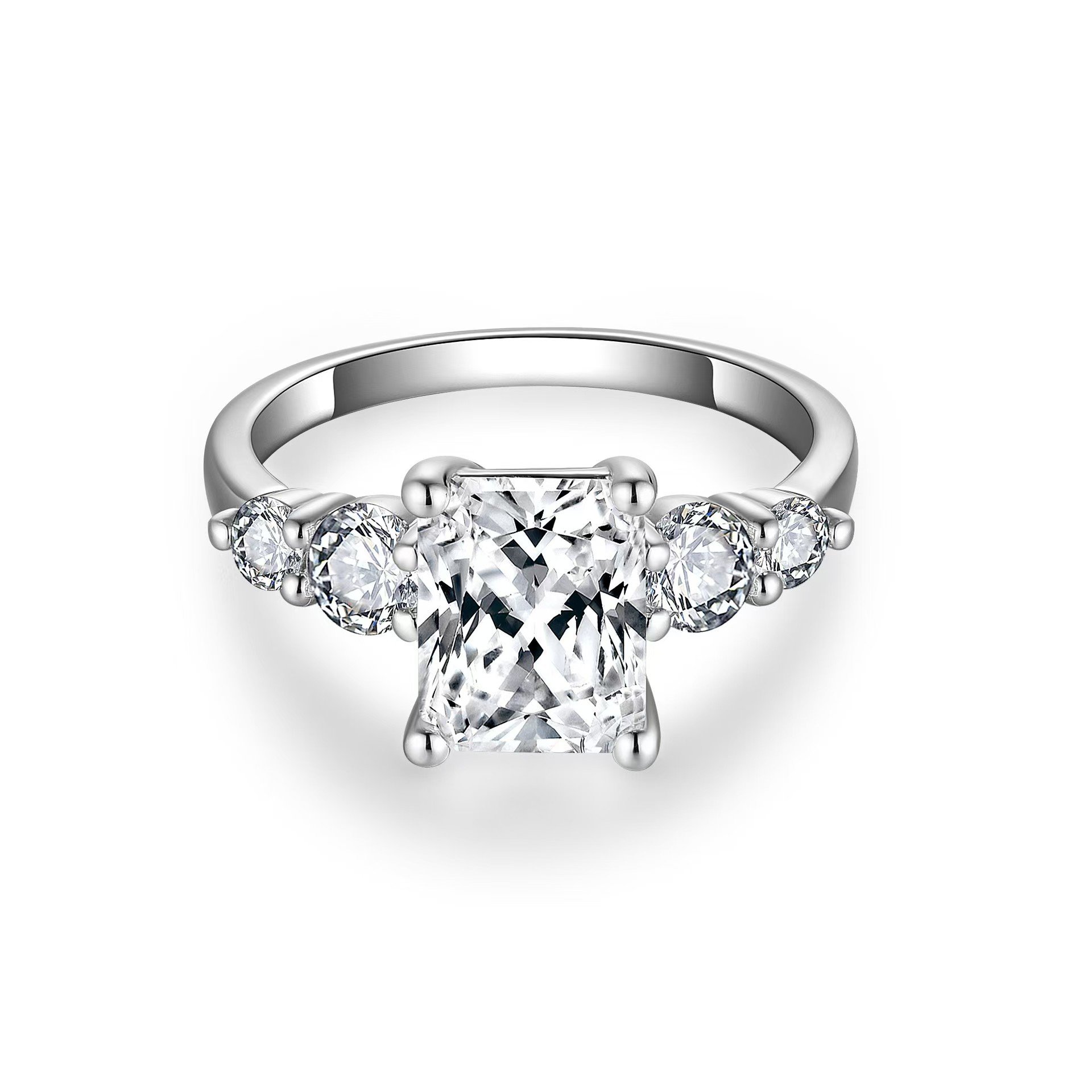 3ct Radiant-Cut Five-Stone Moissanite Engagement Ring