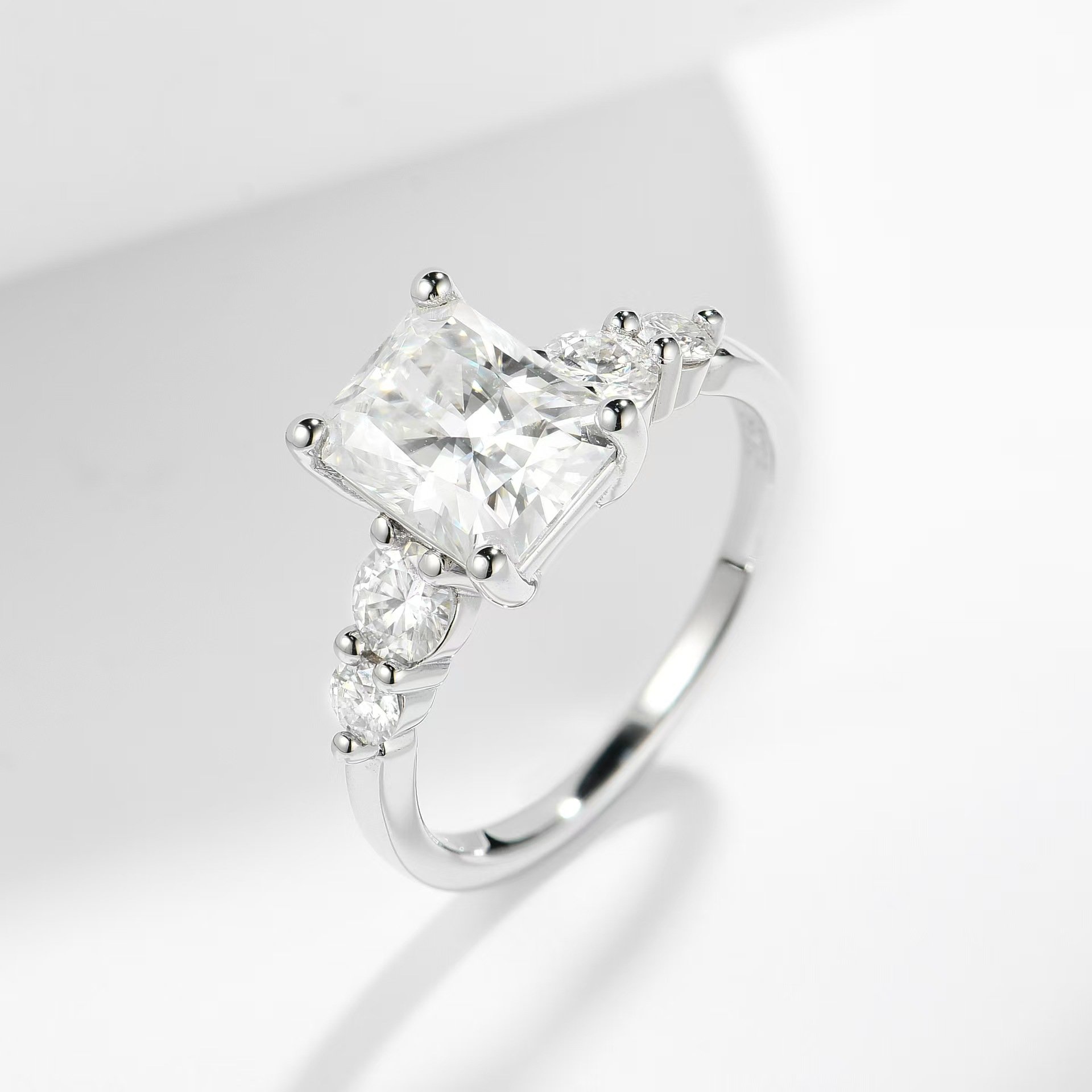 3ct Radiant-Cut Five-Stone Moissanite Engagement Ring - Image 2
