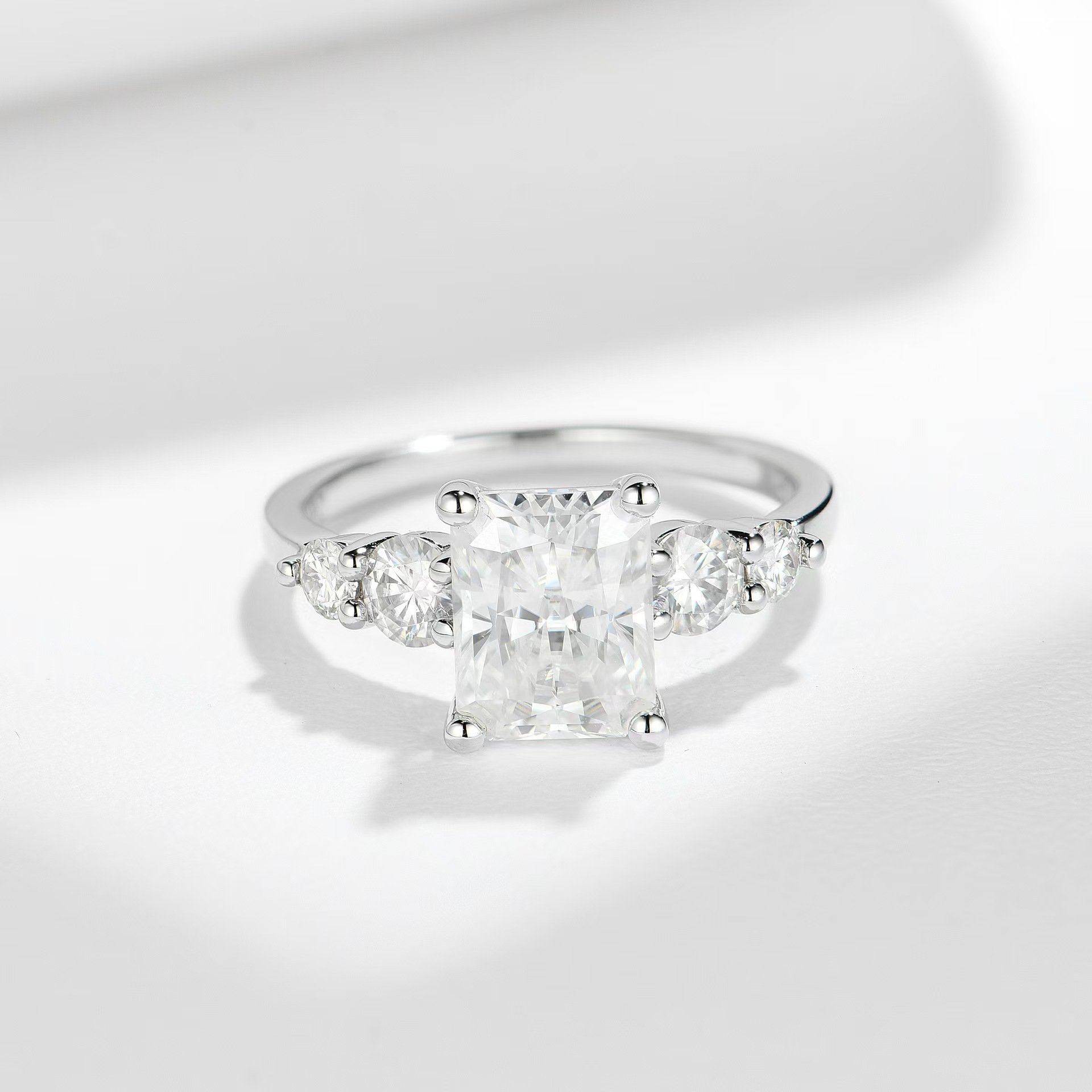 3ct Radiant-Cut Five-Stone Moissanite Engagement Ring - Image 3