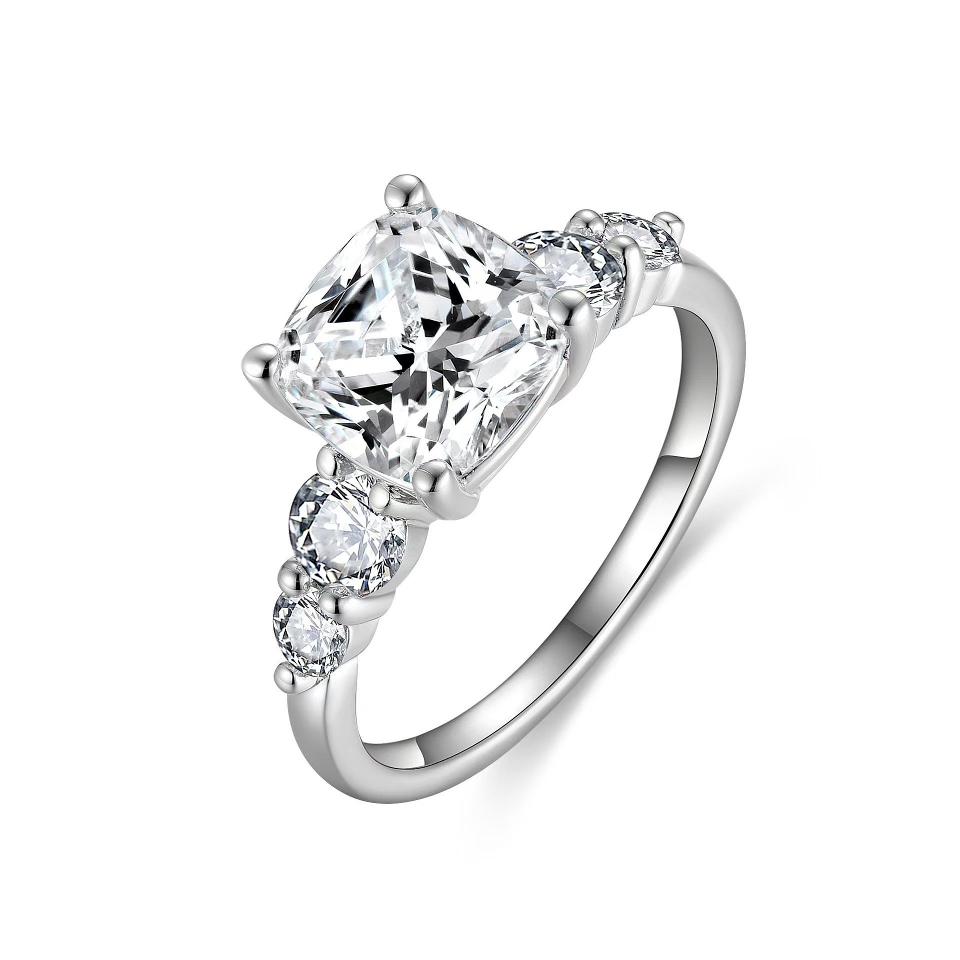 Cushion-Cut Five-Stone Moissanite Engagement Ring