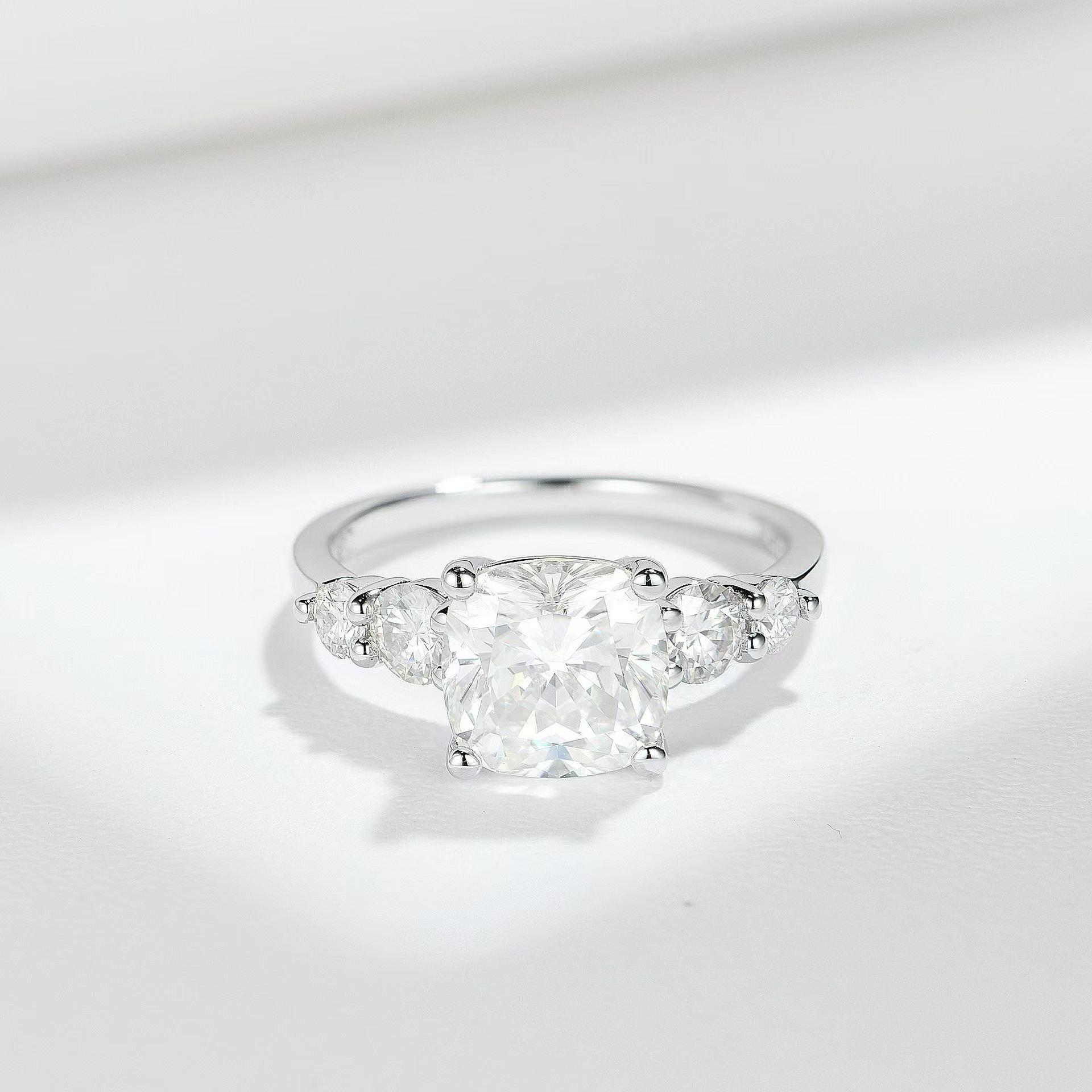 Cushion-Cut Five-Stone Moissanite Engagement Ring - Image 2