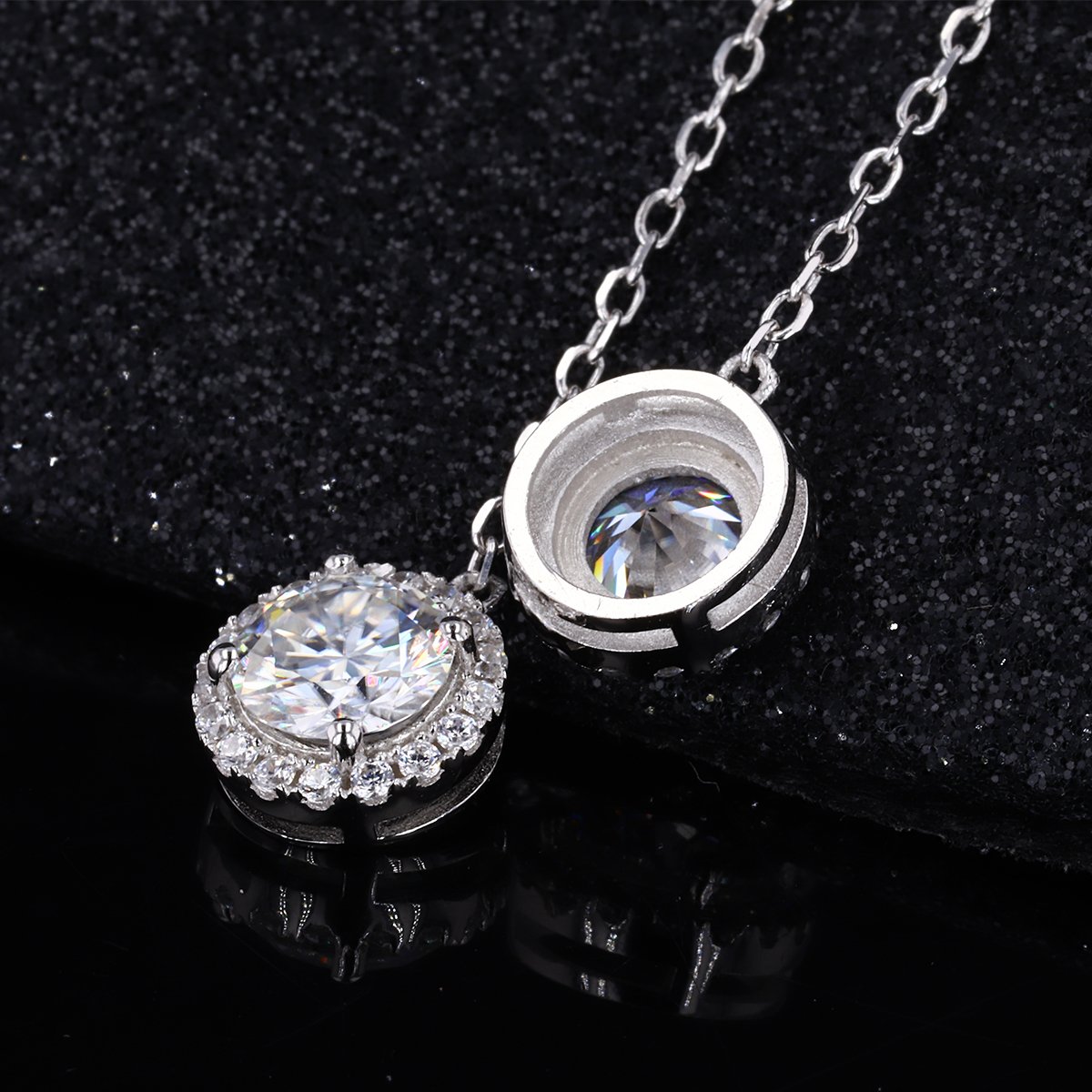 Halo Moissanite Chain-Drop Earrings - Image 6