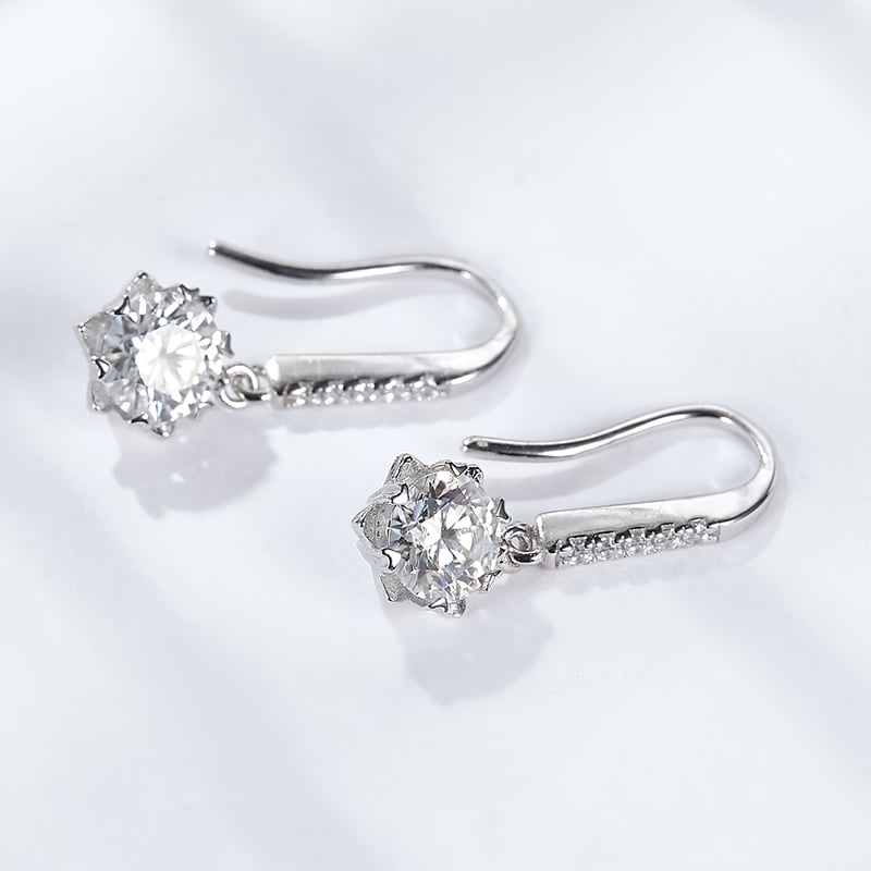 Snowflake Halo Moissanite Drop Earrings - alternate view