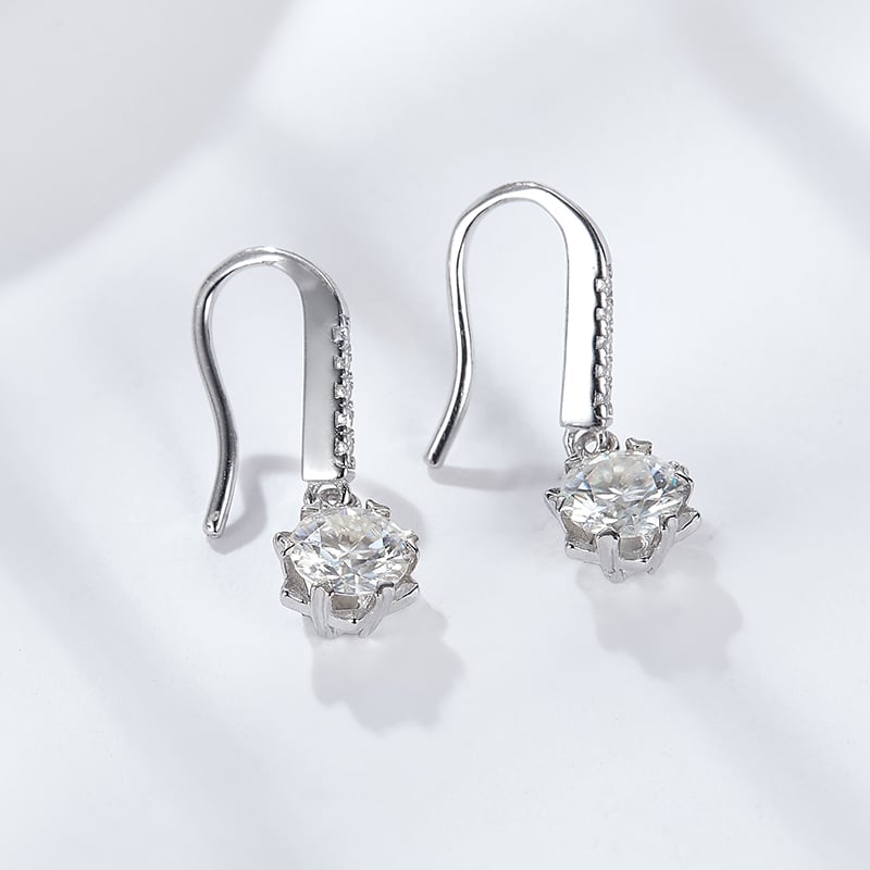 Snowflake Halo Moissanite Drop Earrings - Image 3