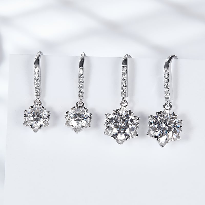 Snowflake Halo Moissanite Drop Earrings - Image 5