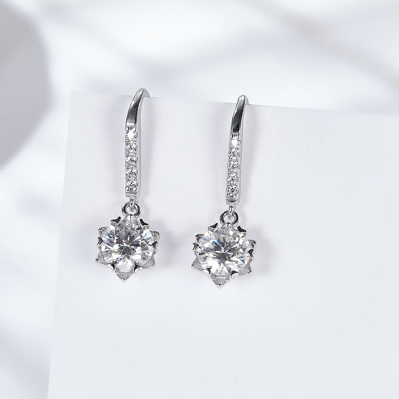 Snowflake Halo Moissanite Drop Earrings - Image 6